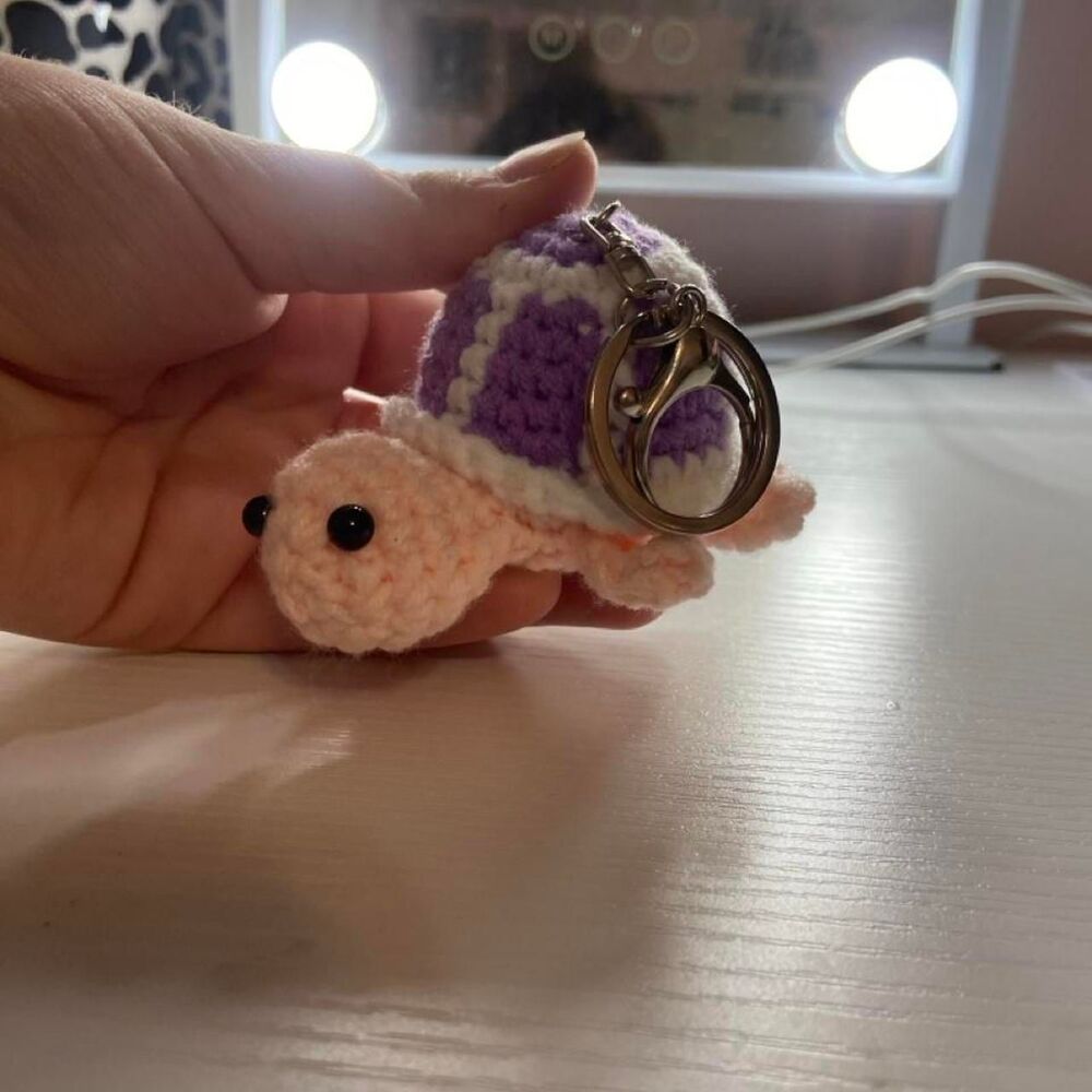 Handmade Crocheted Keychain Turtle - Picture 2 of 2